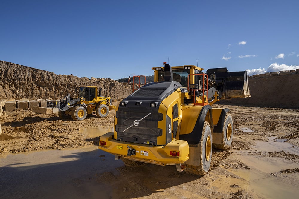 volvo l150h machinery at a worksite