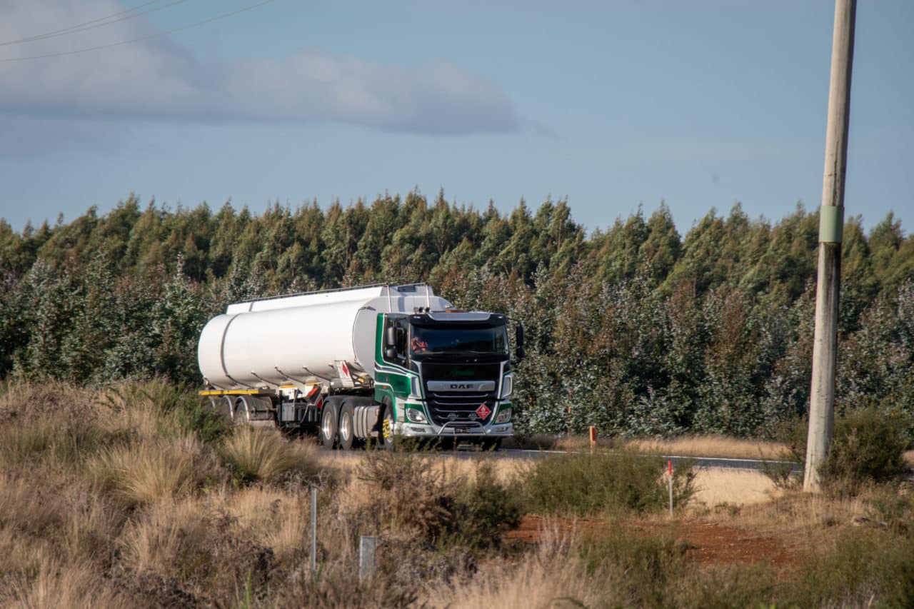 a daf vehicle traveling on a road