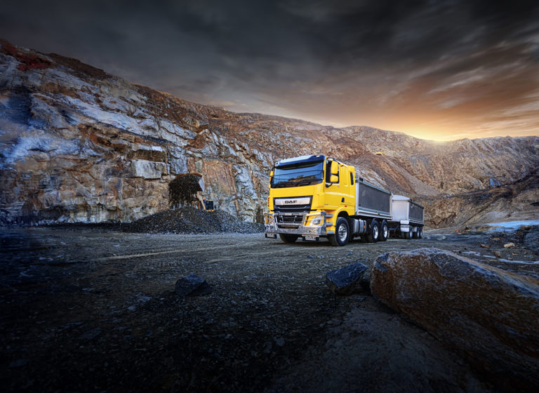 DAF CF530 Tipper And Dog Yellow Scaled